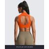 imageAoxjox Womens Kim Cutout High Neck Tank Workout Sports Bras Fitness Training Gym Bra Yoga CropFirecracker