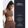 imageAoxjox Womens Kim Cutout High Neck Tank Workout Sports Bras Fitness Training Gym Bra Yoga CropFudge Coffee