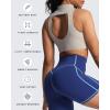 imageAoxjox Womens Kim Cutout High Neck Tank Workout Sports Bras Fitness Training Gym Bra Yoga CropMink