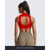 imageAoxjox Womens Kim Cutout High Neck Tank Workout Sports Bras Fitness Training Gym Bra Yoga CropRacing Red