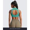 imageAoxjox Womens Kim Cutout High Neck Tank Workout Sports Bras Fitness Training Gym Bra Yoga CropTurquoise