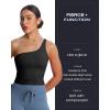 imageAoxjox Womens Workout Sports Bras One Shoulder Astoria Longline Tank Fitness Training Gym Yoga Crop TanksBlack