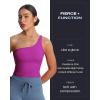 imageAoxjox Womens Workout Sports Bras One Shoulder Astoria Longline Tank Fitness Training Gym Yoga Crop TanksPurple