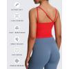 imageAoxjox Womens Workout Sports Bras One Shoulder Astoria Longline Tank Fitness Training Gym Yoga Crop TanksRacing Red
