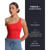 imageAoxjox Womens Workout Sports Bras One Shoulder Astoria Longline Tank Fitness Training Gym Yoga Crop TanksRacing Red