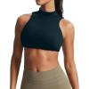 imageAoxjox Womens Kim Cutout High Neck Tank Workout Sports Bras Fitness Training Gym Bra Yoga CropBlueberry
