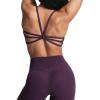 imageAoxjox Womens Workout Sports Bras Ruched Rachel Fitness Training Gym Bra Yoga Crop TankDeep Purple Marl Size Up for Less Compression