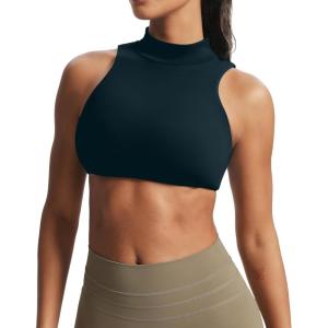 imageAoxjox Womens Kim Cutout High Neck Tank Workout Sports Bras Fitness Training Gym Bra Yoga CropBlueberry