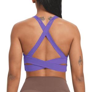 imageAoxjox Womens Workout Sports Bras Fitness Trainning Infinity Gym Bra Yoga Crop TankViolet