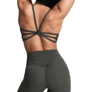 imageAoxjox Womens Workout Sports Bras Ruched Rachel Fitness Training Gym Bra Yoga Crop TankDeep Depths Marl Size Up for Less Compression