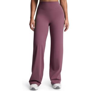 imageAoxjox Womens Velura Straight Leg Yoga Pants Buttery Soft PlushFlex MidWaist WideLeg for Workout ampamp Casual LeggingsMauve Berry