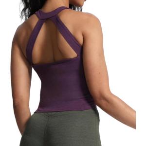 imageAoxjox Crop Tops for Women MidLength Longline Workout Sports Kennedy Training TankDeep Purple Marl