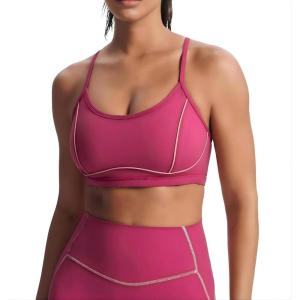 imageAoxjox Womens Workout Sports Bras Fitness Training Gym Lexi Lined Bra Yoga Crop TankBaton Red Mauve