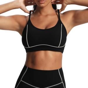 imageAoxjox Womens Workout Sports Bras Fitness Training Gym Lexi Lined Bra Yoga Crop TankBlack Mink