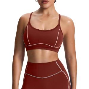 imageAoxjox Womens Workout Sports Bras Fitness Training Gym Lexi Lined Bra Yoga Crop TankBurgundyWoodrose