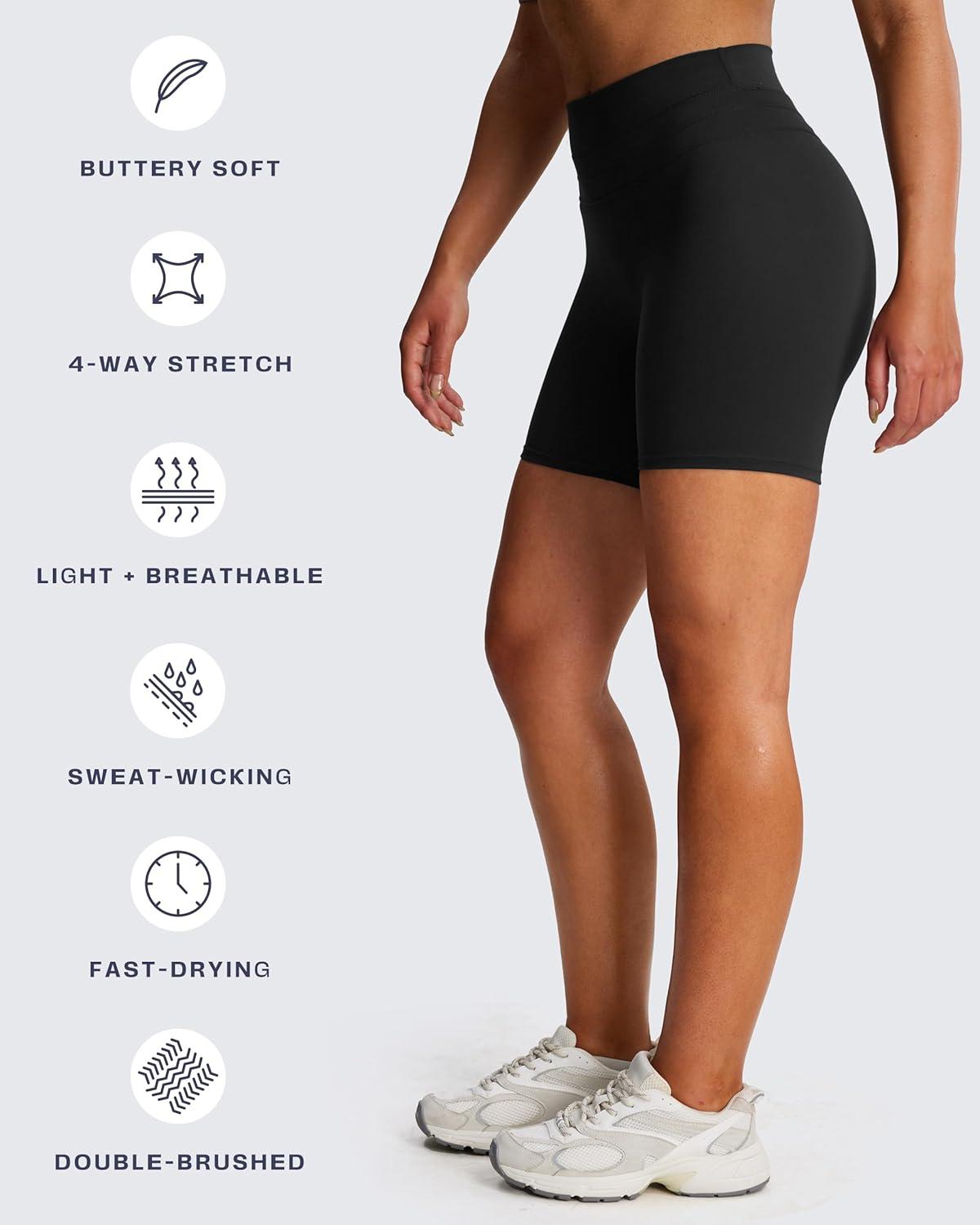 imageAoxjox Luna Workout Biker Shorts for Women Tummy Control High Waisted Exercise Athletic Gym Running Yoga Short 6quotBlack