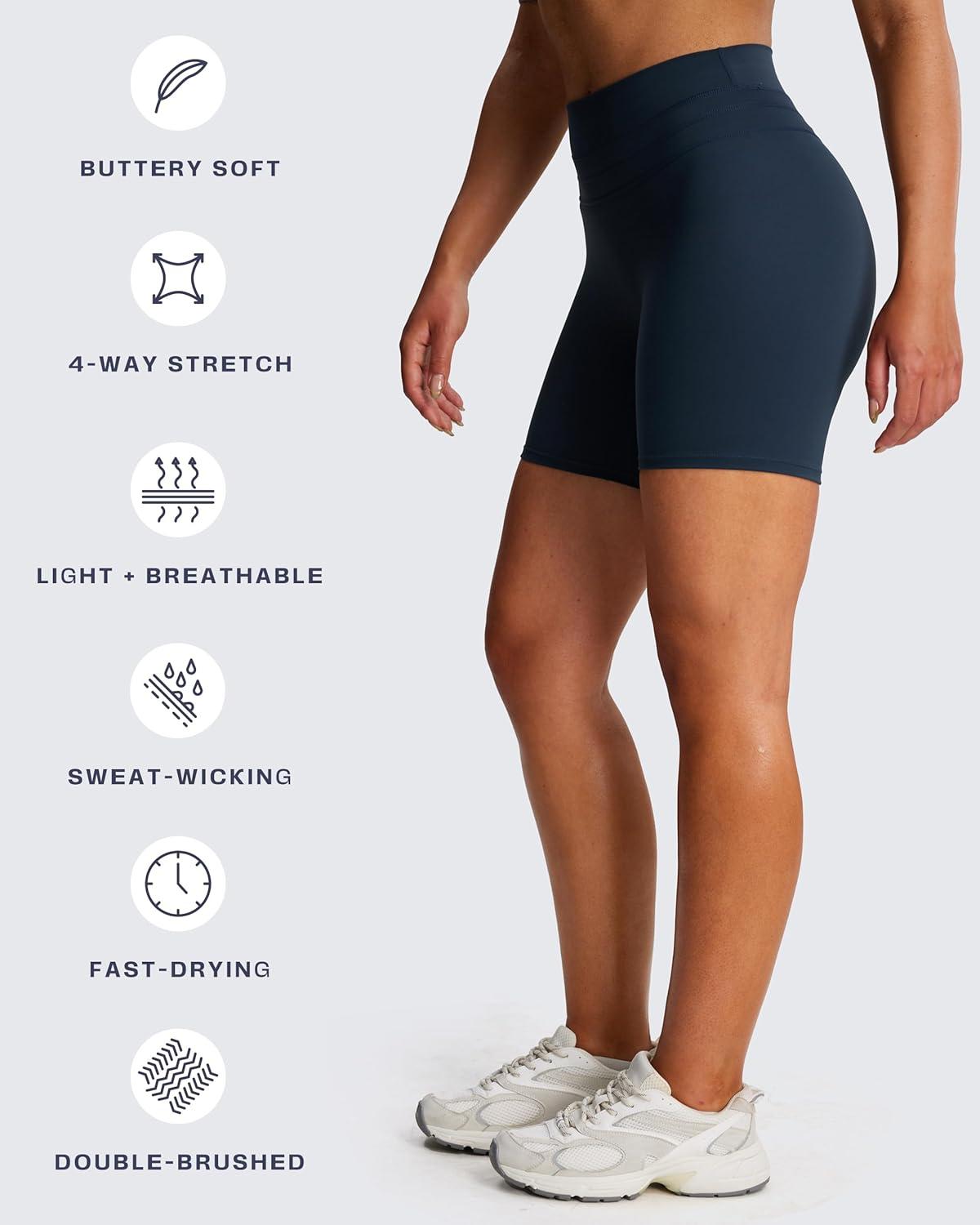 imageAoxjox Luna Workout Biker Shorts for Women Tummy Control High Waisted Exercise Athletic Gym Running Yoga Short 6quotBlueberry