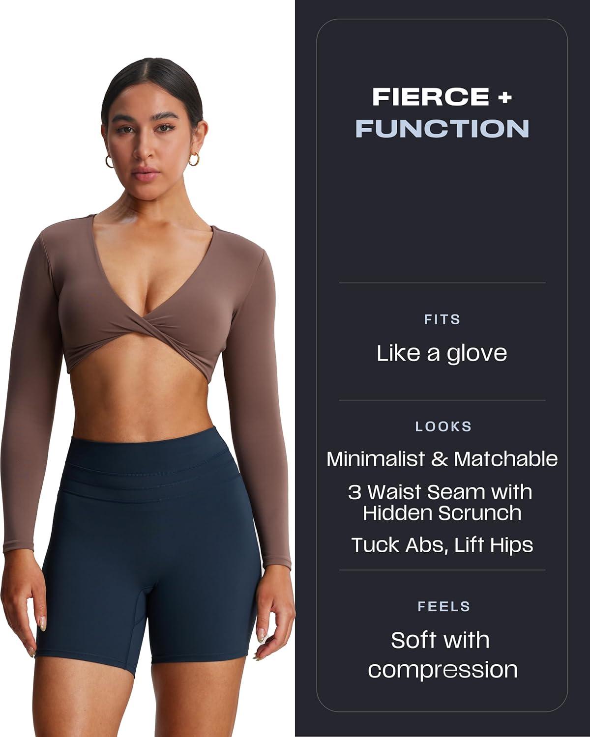 imageAoxjox Luna Workout Biker Shorts for Women Tummy Control High Waisted Exercise Athletic Gym Running Yoga Short 6quotBlueberry