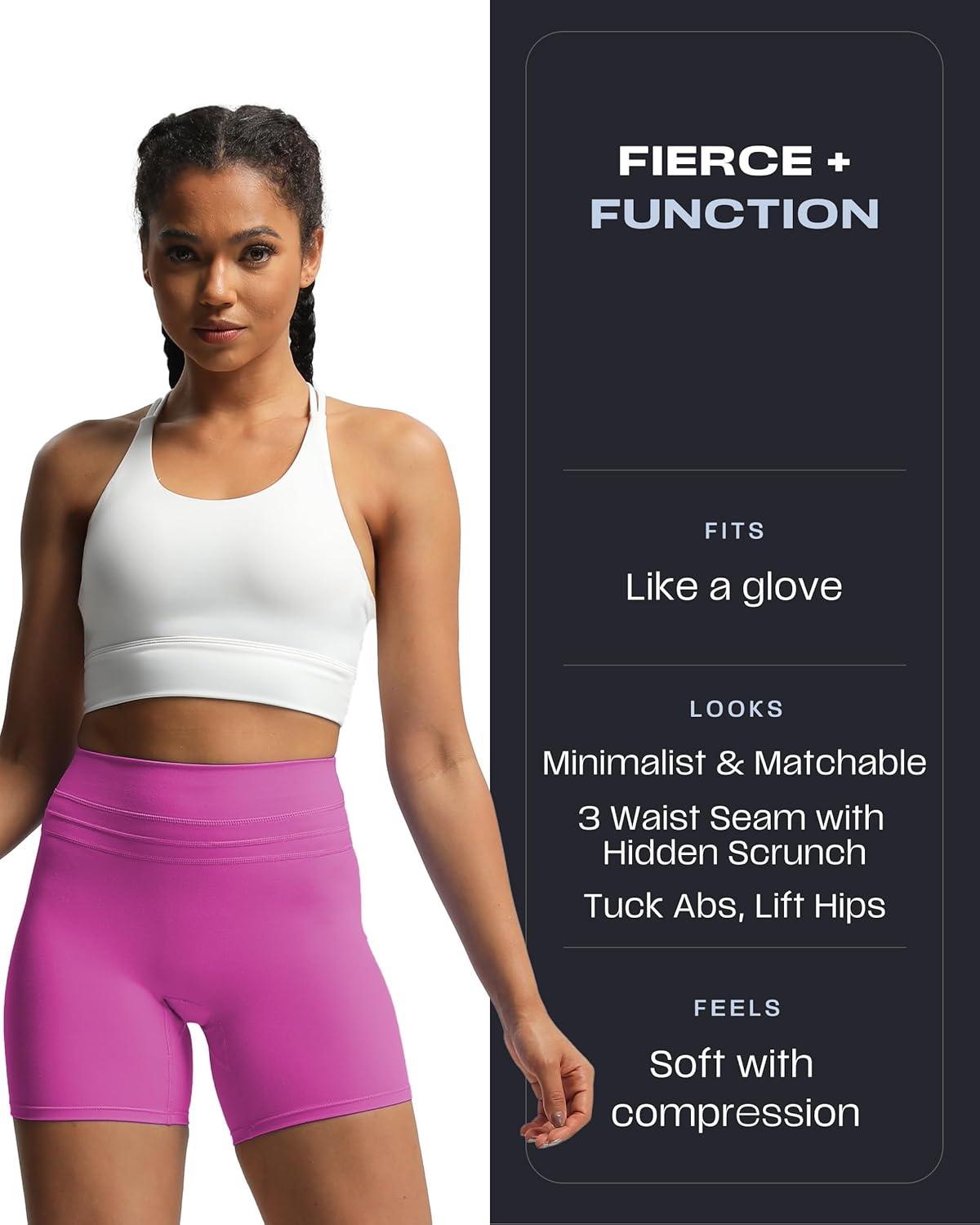 imageAoxjox Luna Workout Biker Shorts for Women Tummy Control High Waisted Exercise Athletic Gym Running Yoga Short 6quotCattleya Purple