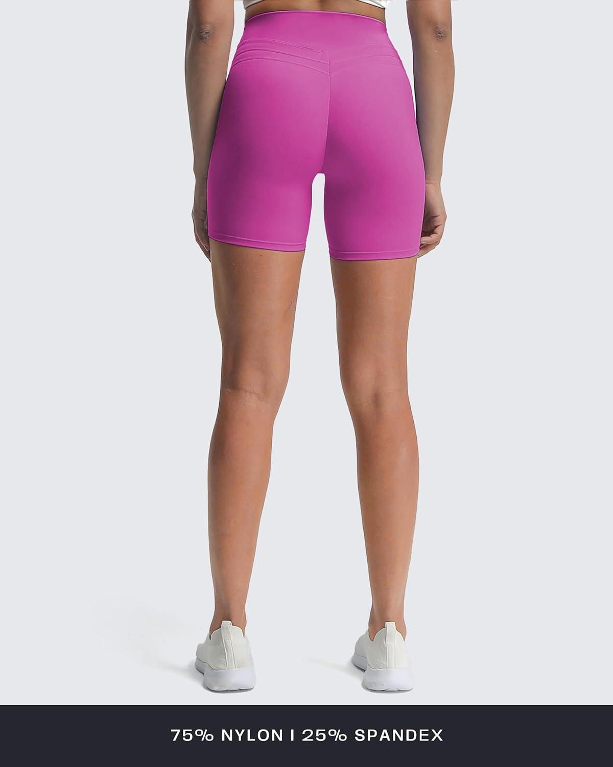 imageAoxjox Luna Workout Biker Shorts for Women Tummy Control High Waisted Exercise Athletic Gym Running Yoga Short 6quotCattleya Purple