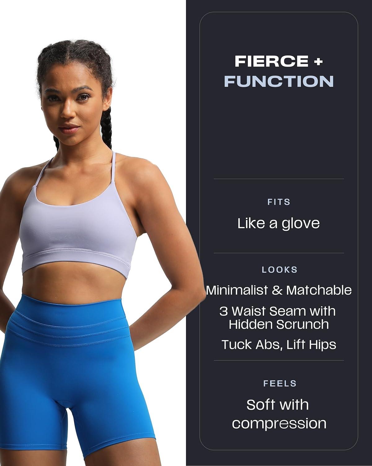 imageAoxjox Luna Workout Biker Shorts for Women Tummy Control High Waisted Exercise Athletic Gym Running Yoga Short 6quotDirectoire Blue