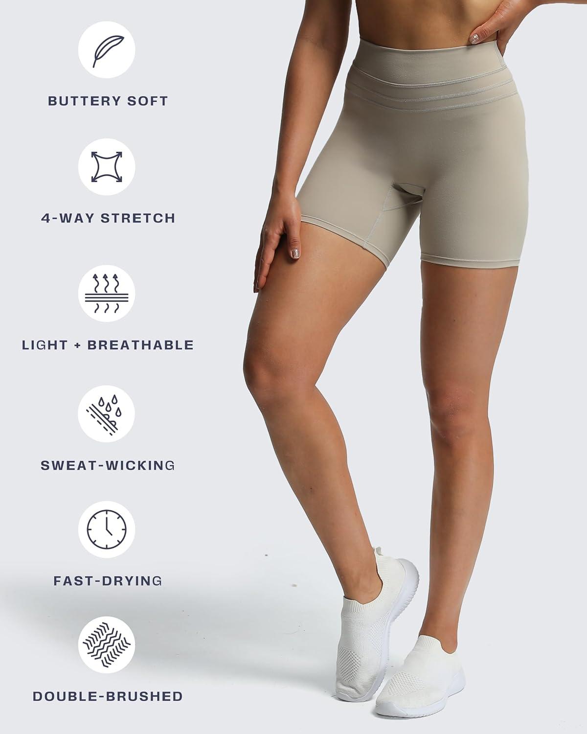 imageAoxjox Luna Workout Biker Shorts for Women Tummy Control High Waisted Exercise Athletic Gym Running Yoga Short 6quotMink