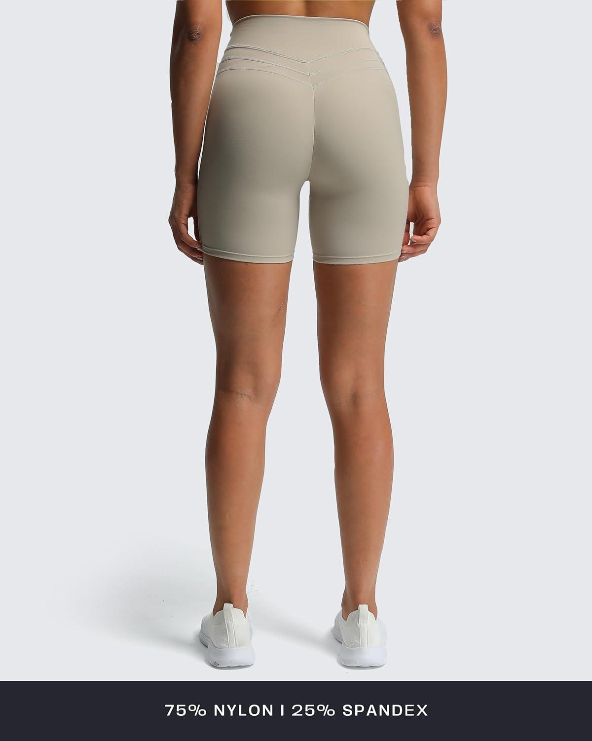 imageAoxjox Luna Workout Biker Shorts for Women Tummy Control High Waisted Exercise Athletic Gym Running Yoga Short 6quotMink