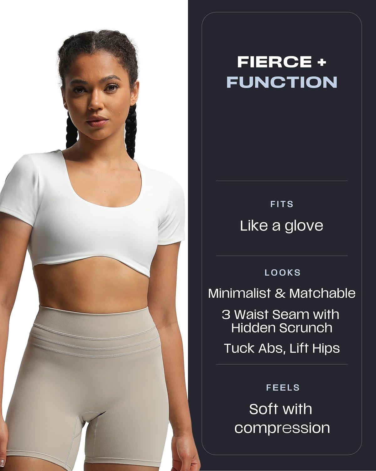 imageAoxjox Luna Workout Biker Shorts for Women Tummy Control High Waisted Exercise Athletic Gym Running Yoga Short 6quotMink