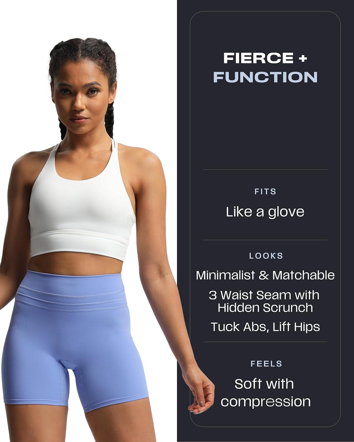 imageAoxjox Luna Workout Biker Shorts for Women Tummy Control High Waisted Exercise Athletic Gym Running Yoga Short 6quotPersian Blue