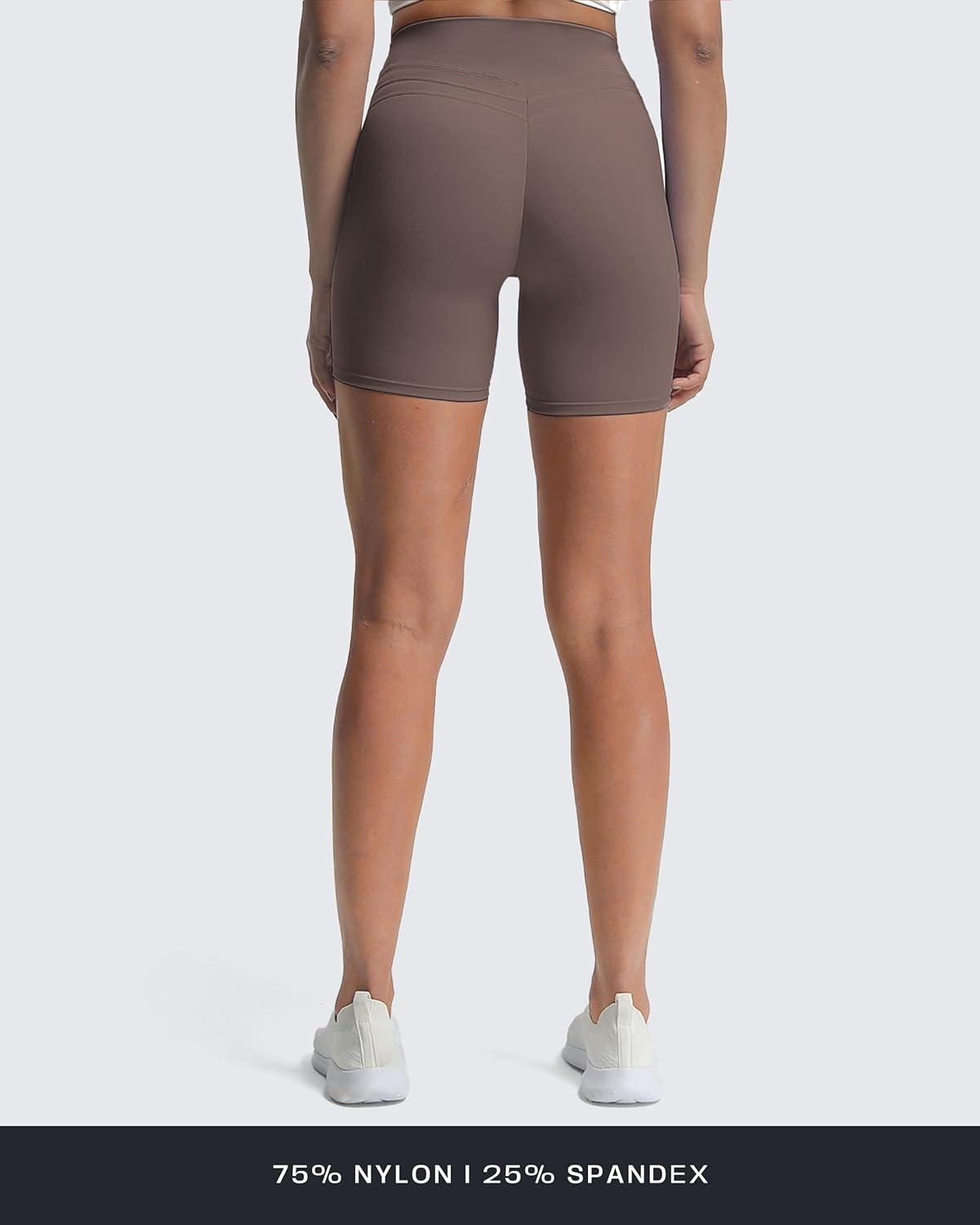 imageAoxjox Luna Workout Biker Shorts for Women Tummy Control High Waisted Exercise Athletic Gym Running Yoga Short 6quotPlum Truffle