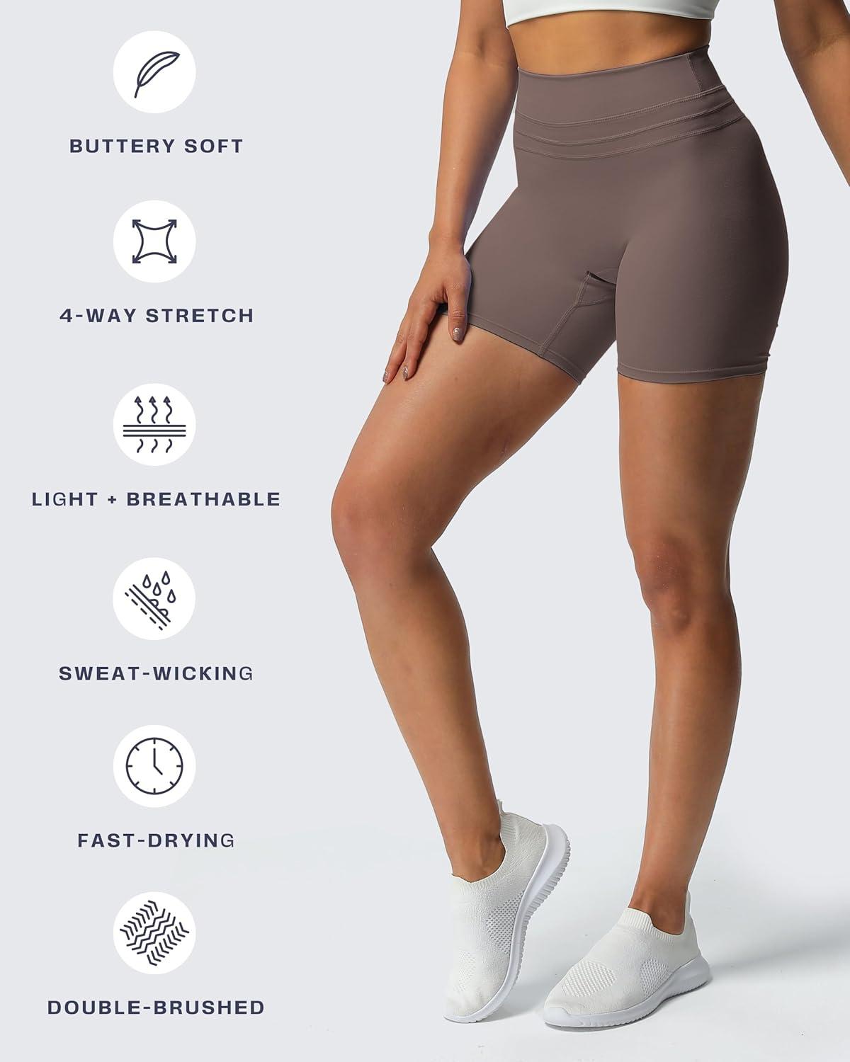 imageAoxjox Luna Workout Biker Shorts for Women Tummy Control High Waisted Exercise Athletic Gym Running Yoga Short 6quotPlum Truffle