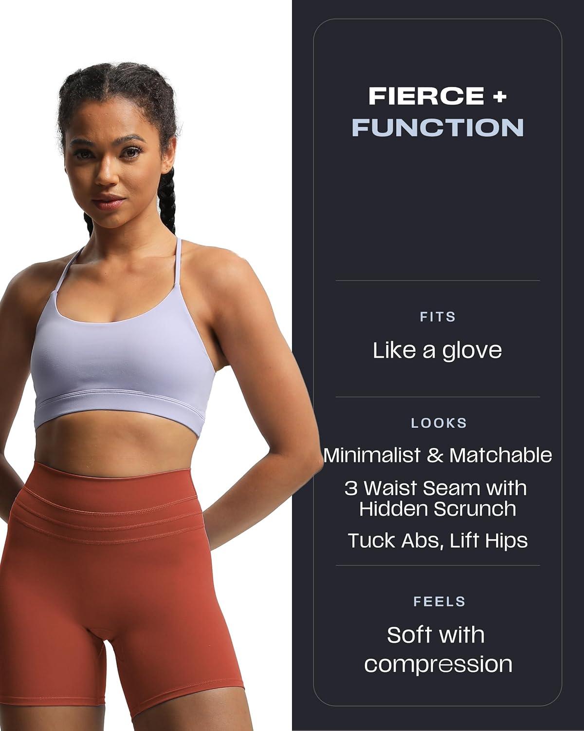 imageAoxjox Luna Workout Biker Shorts for Women Tummy Control High Waisted Exercise Athletic Gym Running Yoga Short 6quotRust Red