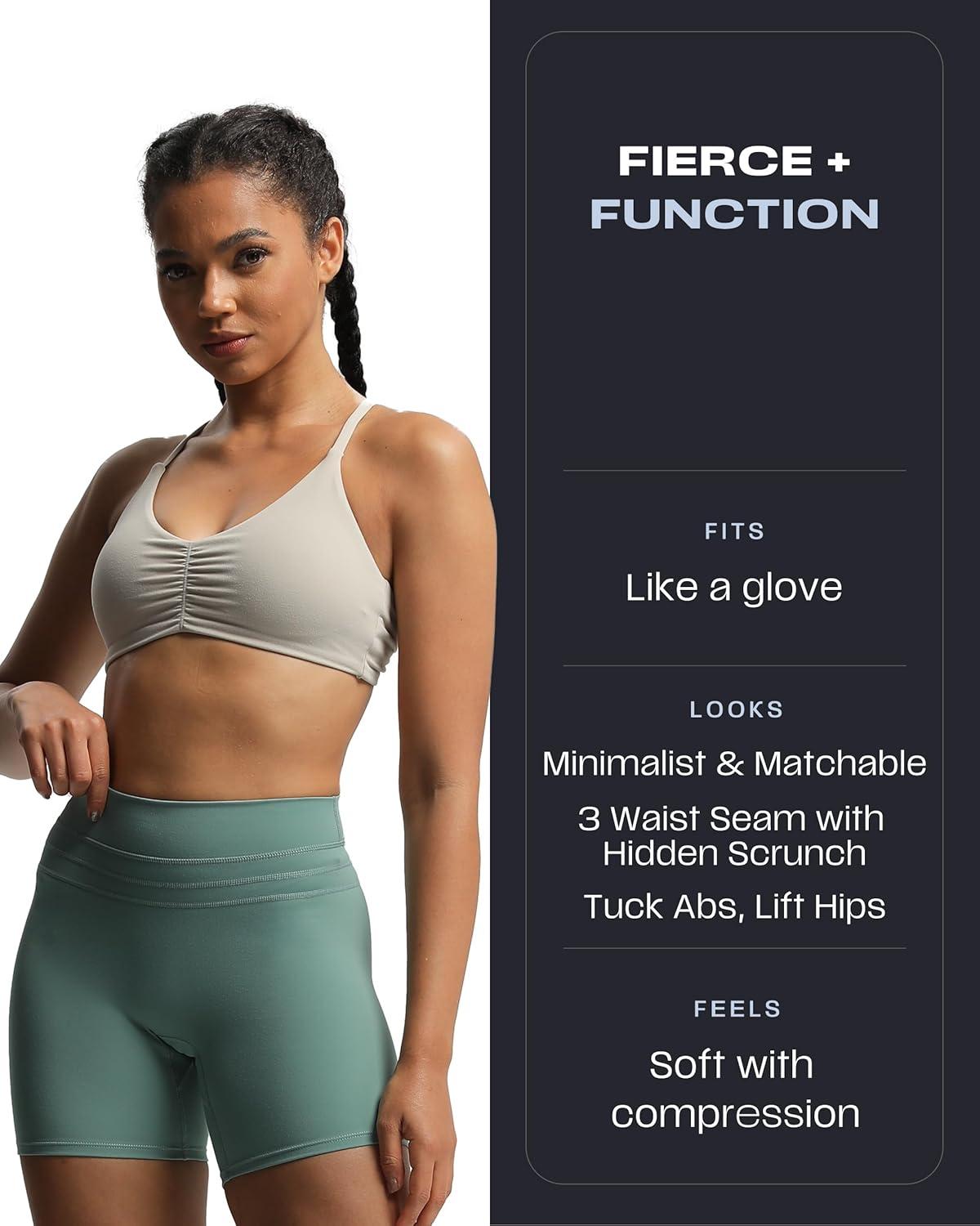 imageAoxjox Luna Workout Biker Shorts for Women Tummy Control High Waisted Exercise Athletic Gym Running Yoga Short 6quotSage Green