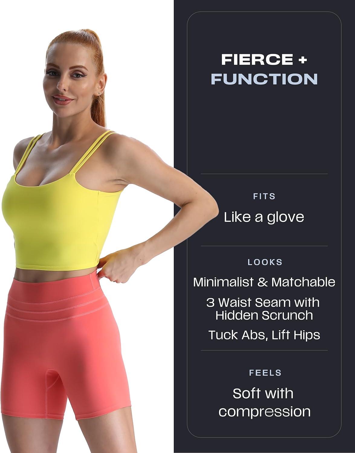 imageAoxjox Luna Workout Biker Shorts for Women Tummy Control High Waisted Exercise Athletic Gym Running Yoga Short 6quotSpiced Coral