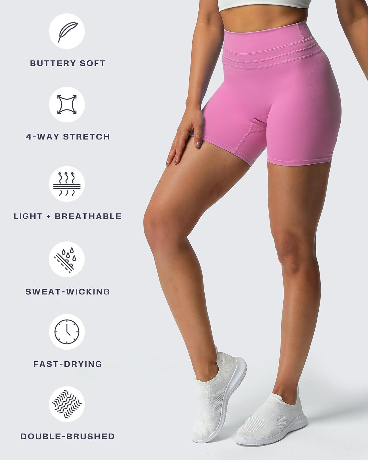 imageAoxjox Luna Workout Biker Shorts for Women Tummy Control High Waisted Exercise Athletic Gym Running Yoga Short 6quotSpring Crocus