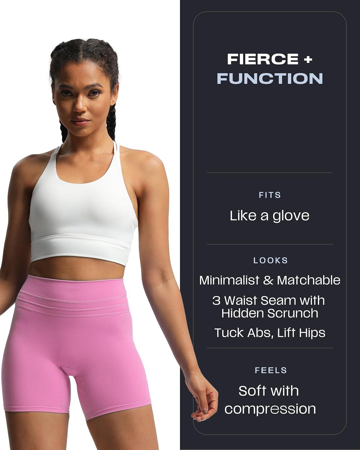 imageAoxjox Luna Workout Biker Shorts for Women Tummy Control High Waisted Exercise Athletic Gym Running Yoga Short 6quotSpring Crocus