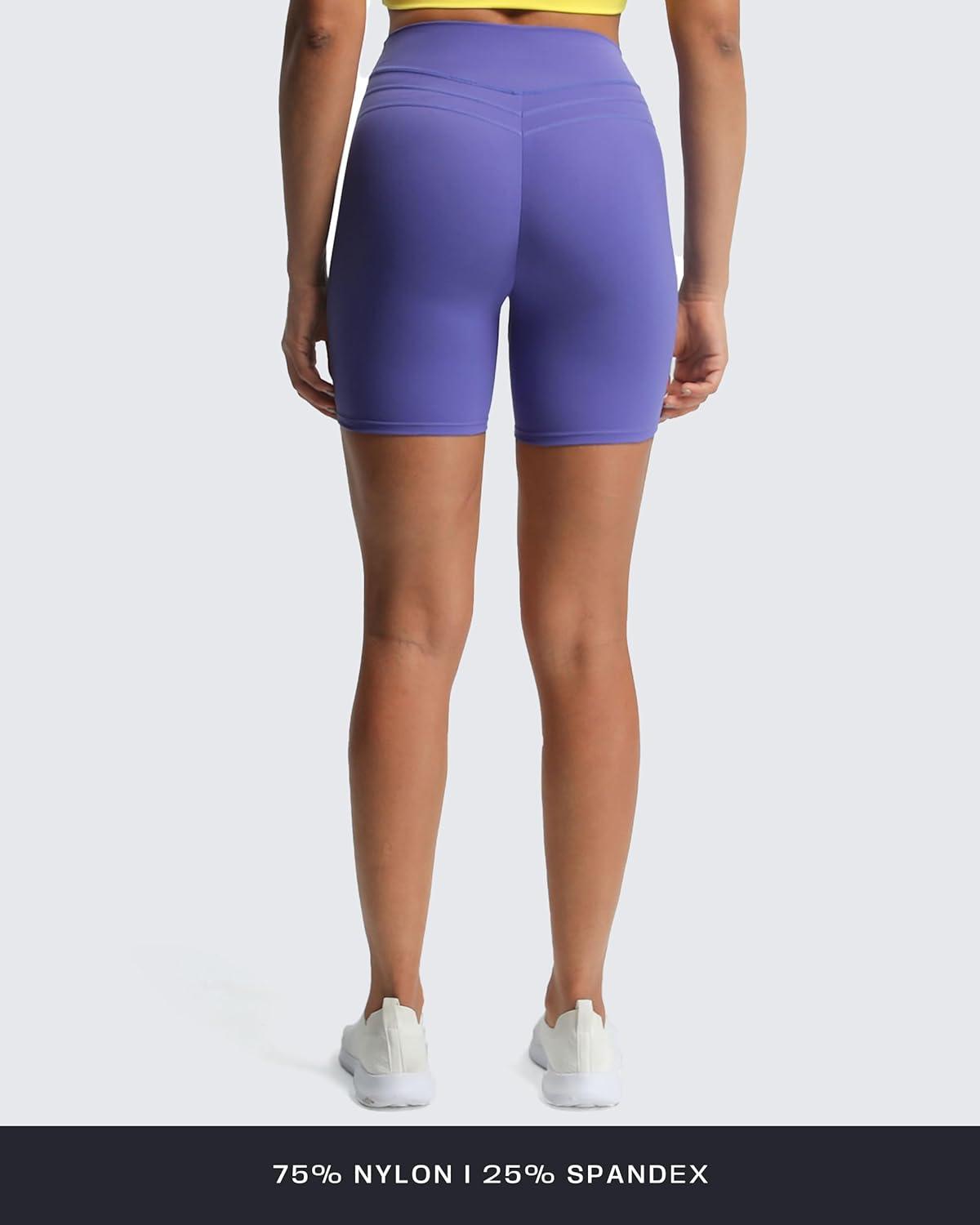 imageAoxjox Luna Workout Biker Shorts for Women Tummy Control High Waisted Exercise Athletic Gym Running Yoga Short 6quotViolet