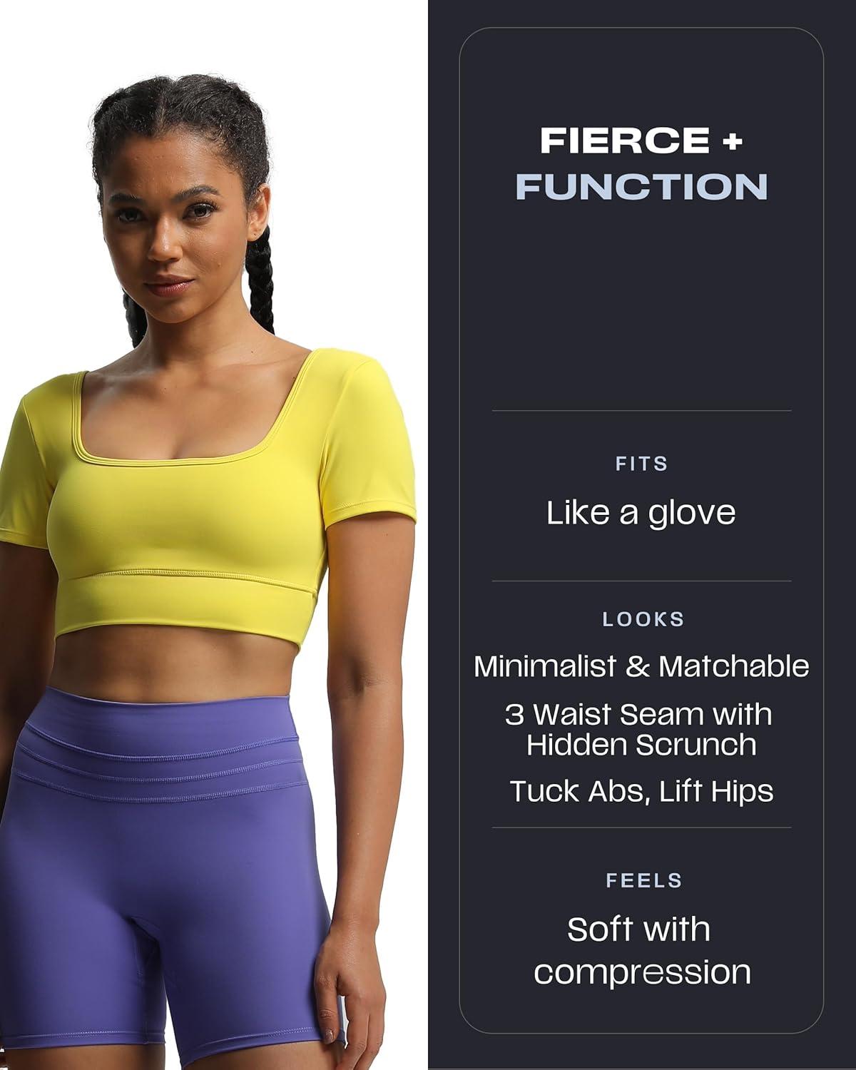 imageAoxjox Luna Workout Biker Shorts for Women Tummy Control High Waisted Exercise Athletic Gym Running Yoga Short 6quotViolet