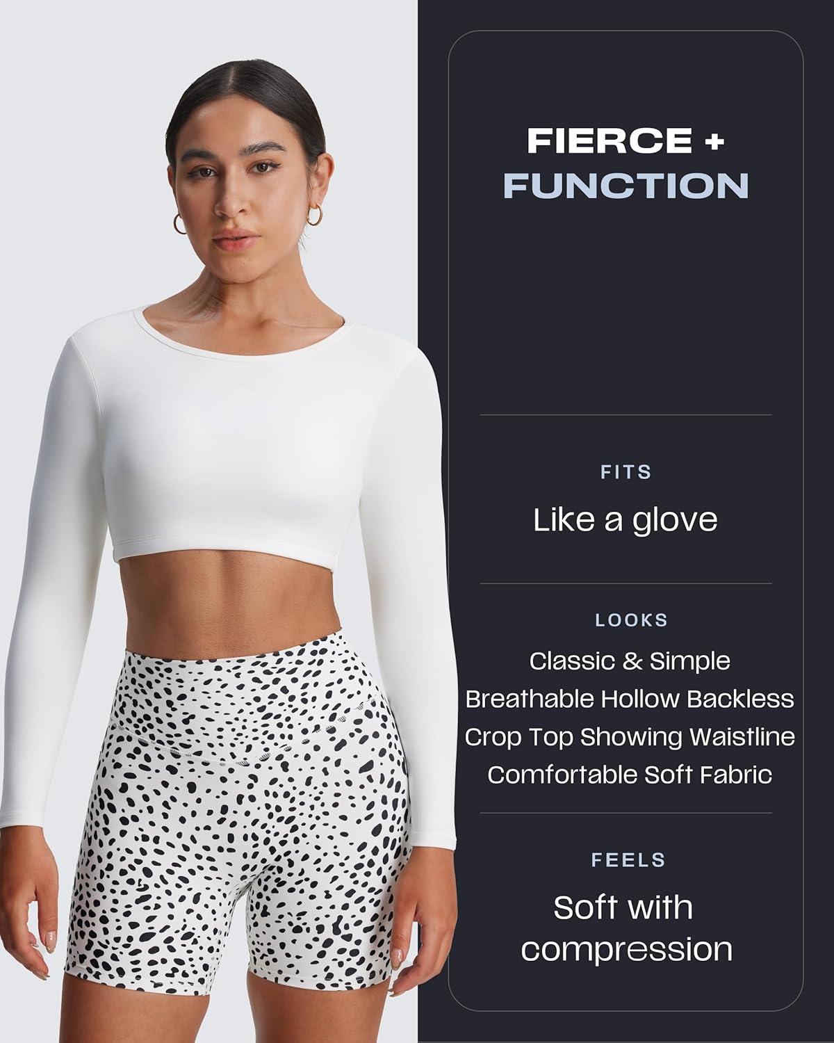 imageAoxjox Workout Long Sleeve Crop Tops for Women Clarissa Backless Gym Cropped T Shirt TopA White