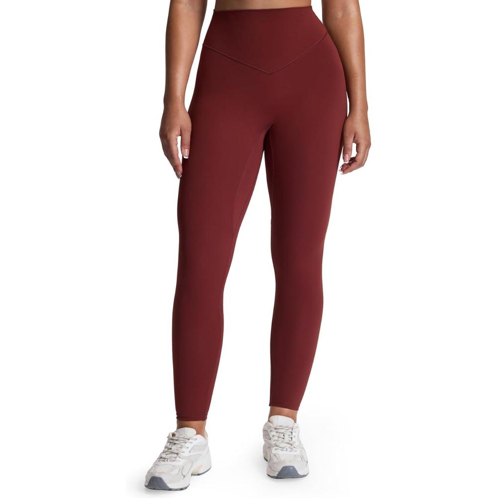 imageAoxjox High Waisted Workout Metamorph Breeze Leggings for Women Tummy Control Buttery Soft Yoga Pants 24quot26quot28quotBurgundy