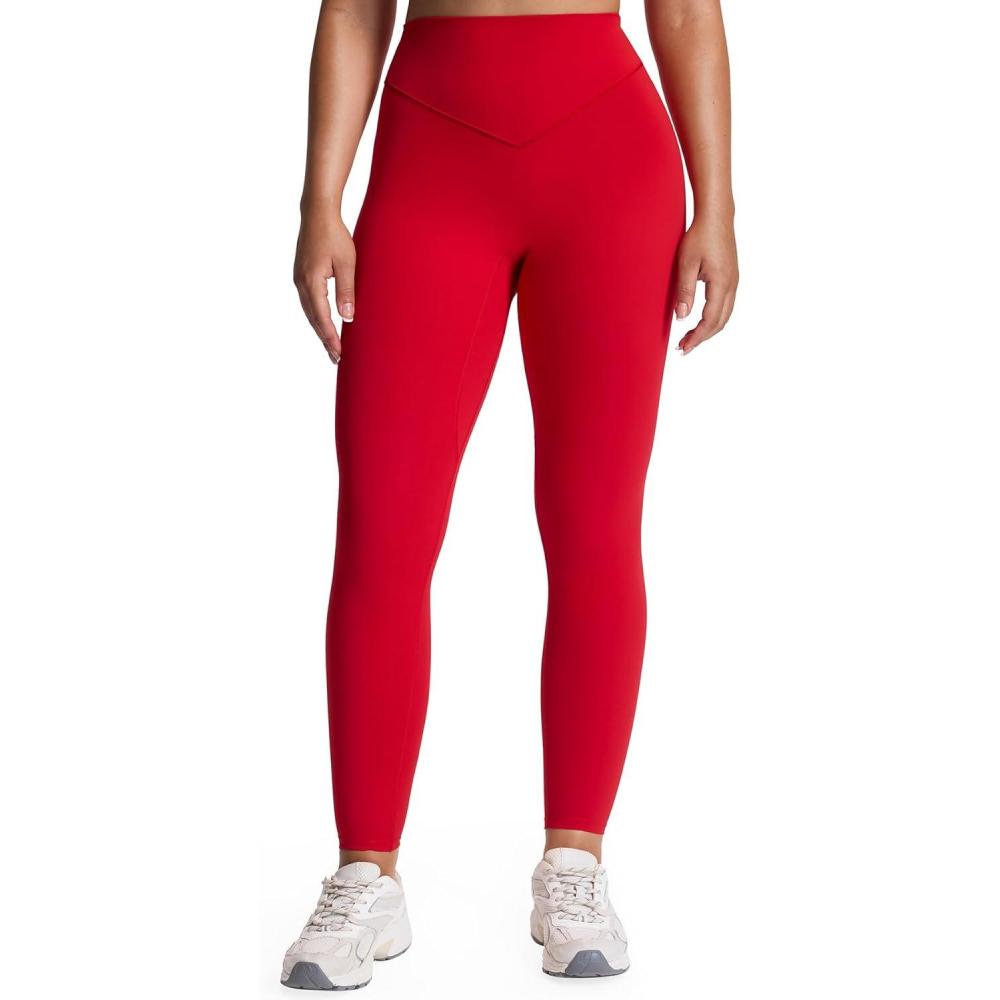 imageAoxjox High Waisted Workout Metamorph Breeze Leggings for Women Tummy Control Buttery Soft Yoga Pants 24quot26quot28quotRacing Red