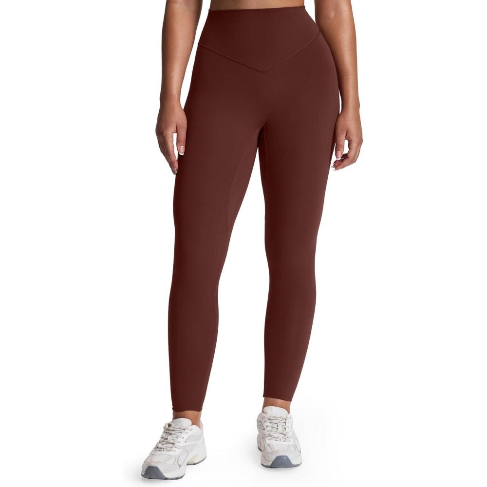 imageAoxjox High Waisted Workout Metamorph Breeze Leggings for Women Tummy Control Buttery Soft Yoga Pants 24quot26quot28quotRum Raisin