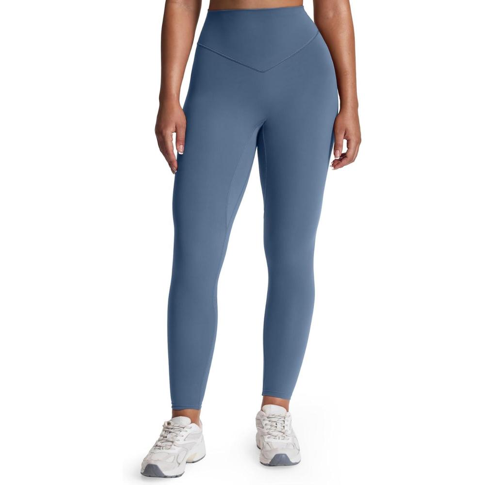 imageAoxjox High Waisted Workout Metamorph Breeze Leggings for Women Tummy Control Buttery Soft Yoga Pants 24quot26quot28quotSteel Blue