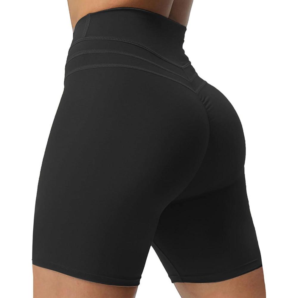 imageAoxjox Luna Workout Biker Shorts for Women Tummy Control High Waisted Exercise Athletic Gym Running Yoga Short 6quotBlack
