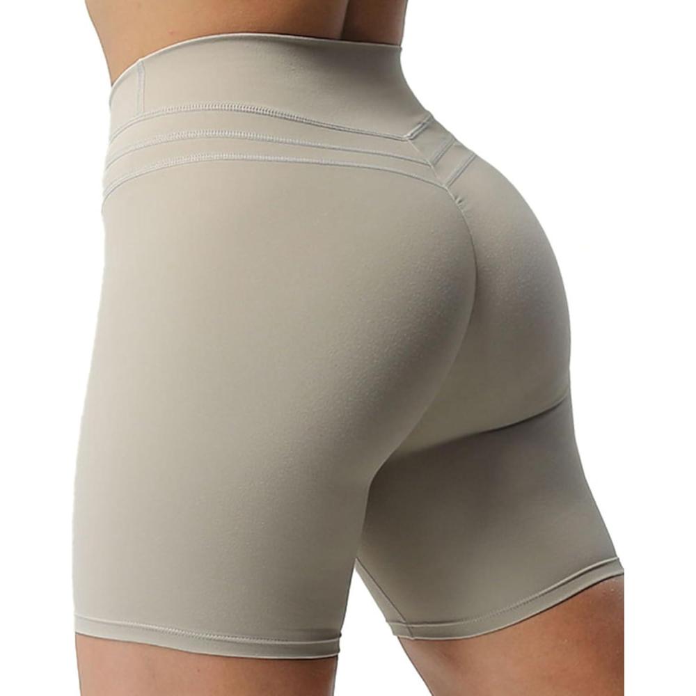 imageAoxjox Luna Workout Biker Shorts for Women Tummy Control High Waisted Exercise Athletic Gym Running Yoga Short 6quotMink