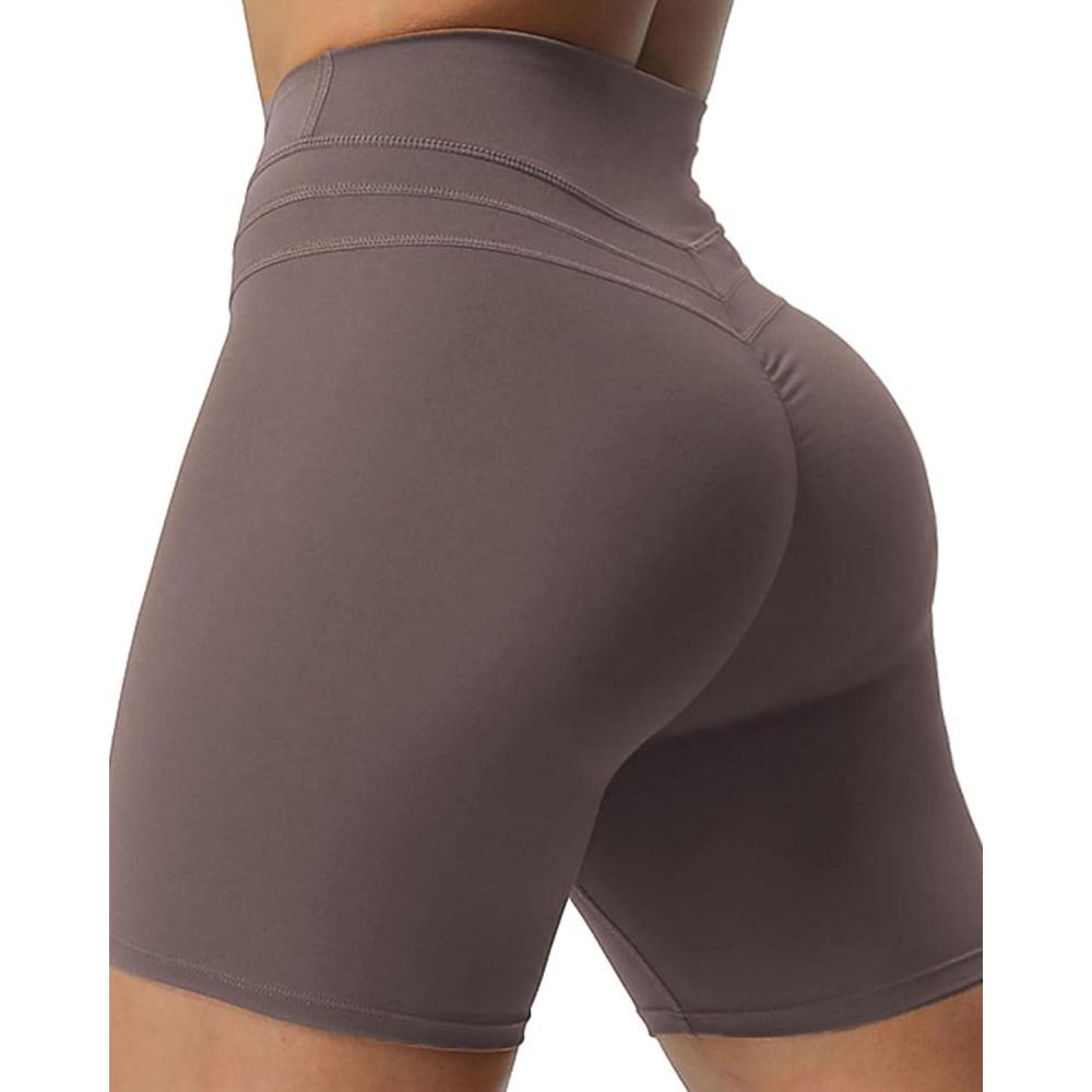 imageAoxjox Luna Workout Biker Shorts for Women Tummy Control High Waisted Exercise Athletic Gym Running Yoga Short 6quotPlum Truffle