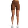 imageAoxjox Luna Workout Biker Shorts for Women Tummy Control High Waisted Exercise Athletic Gym Running Yoga Short 6quotDandelion Brown