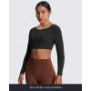 imageAoxjox Workout Long Sleeve Crop Tops for Women Clarissa Backless Gym Cropped T Shirt TopA Black