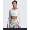 imageAoxjox Workout Long Sleeve Crop Tops for Women Clarissa Backless Gym Cropped T Shirt TopA White