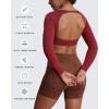 imageAoxjox Workout Long Sleeve Crop Tops for Women Clarissa Backless Gym Cropped T Shirt TopBurgundy Reddish Brown